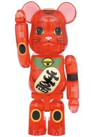(全新現貨) bearbrick be@rbrick 招財貓 千萬兩 梅透明 400% neko cat 紅透明
