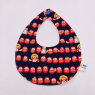 深藍福神狸貓圍兜 二重紗 口水巾 彌月禮