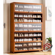 Bamboo Shoe Cabinet Indoor Brown Shoe Rack Multi-Layer Storage Simple Large Capacity Home Rack