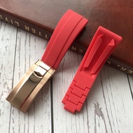 Suitable for Rolex Watch Strap Flat Mouth Original Rubber Silicone Black Green Blue Water Ghost Brac