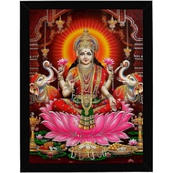 Maa Laxmi Ji Photo Frame | Maa Laxmi Wall Painting for Home Office & Diwali Pooja-8x12 inch-173
