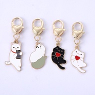 Cute Cartoon Animal Cat Keychain Multicolor Pet Cat Metal Key Ring for Women Men Car Hnadbag Phone C