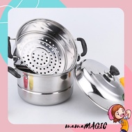 𝓜𝓜 Stainless Steel Steamer Cookware Multi-functional Three Layers For Siomai, Siopao Steamer