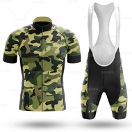ZZOOI Camouflage Cycling Jersey Set Mens Team Mountain Bicycle Bike Clothing Short Sleeve Suit Train