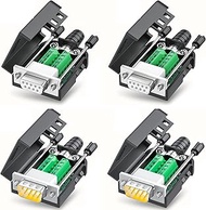 Jienk 4PCS DB9 Solderless Breakout Board Connector, RS232 D-SUB Serial to 9 Pin Port Terminal Block 
