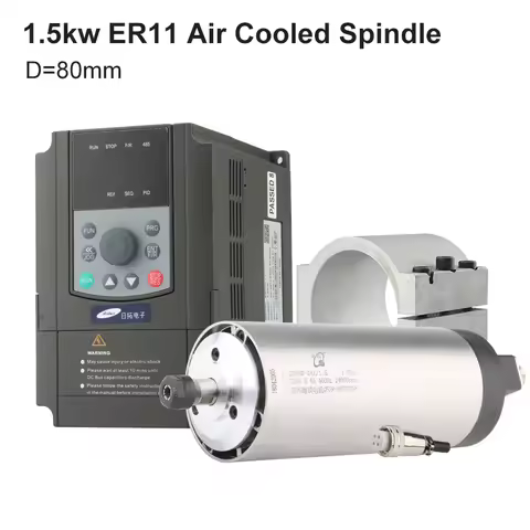 1.5KW ER11 Air-Cooled Spindle Motor 220v/380v 4pcs Bearing CNC Machine Tool Spindle & VFD Inverter &