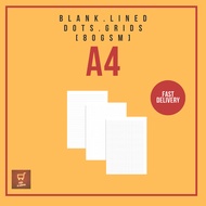 A4 80gsm Paper (Blank/Line/Dot/Grid/White Line Grid) Foolscap / Journal / Bullet Insert Paper Grey G