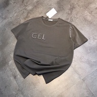 Evergreen Style Bump Letter Steel Stamp Cotton T-shirt - Loose Fit, Short Sleeve