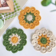 Dopamine Flower Cup Mat Fun Crochet Coaster Insulating Mat Home Decor