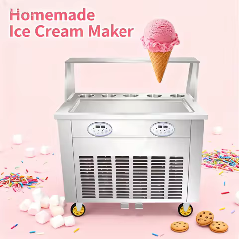 2025 Commercial Thailand Fried Ice Cream Machine Cold Flat Plate Gelato Yogurt Fruit Ice Cream Rolle