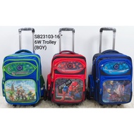42cm Bag Sekolah Berkualiti  Oceanfly dengan Troli 6 Roda atau Tanpa Troli