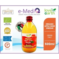 Love Earth Organic Apple Cider Vinegar (Cuka Epal Organik) 500ml [Product Of Italy] (Exp:Nov/2028)