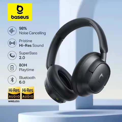 Baseus ANC Wireless Headphones 98% Adaptive Hybrid Noise Cancelling Headsets Hi-Res LDAC Headphone B