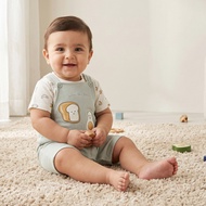 Babyshop Juniors Crew Neck Short Sleeves T-Shirt And Dungaree Set With Avocado Toast Print