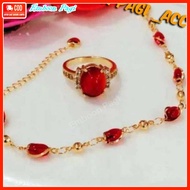 Set Gelang Dan Cincin Giok Kaca Kalung Wanita Dewasa Terlaris Bisa COD