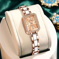 LIGE New Women's Watches Rectangular Dial Quartz Watch Diamond Calendar Waterproof Elegant Original 