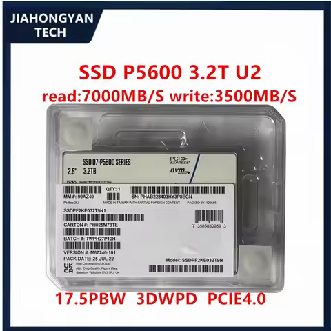 New Original For Intel P5600 1.6T 3.2T U.2 4.0 interface enterprise solid state drive SSDPCIE4.0X4 D