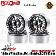Velg 1.9 Inch Wheel Rims Metal Beadlock for Most 1/10 RC Crawler Car - Black-Titanium