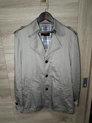 Burberry Black Label 日本 卡其 開領 風衣外套 短大衣 男M