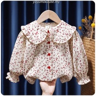 READY STOCKGirl's shirt Doll blouse kid long-sleeved shirt spring baju baby girl 2 tahun floral shir