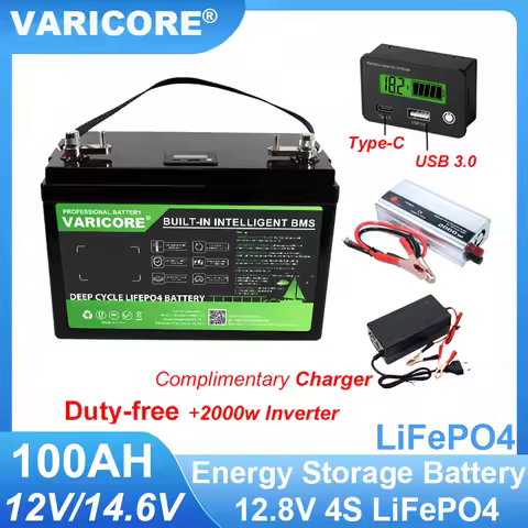 VariCore 12.8V 100AH LiFePO4 Battery 12v 4s Lithium Iron Phosphate for 4s RV Golf cart Car lighter B
