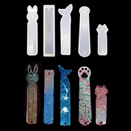 (JIE YUAN)5 Pack Silicone Bookmark Mold DIY Bookmark Casting Mould Making Epoxy Resin Jewelry DIY Craft Silicone Transparent Mold Mermai