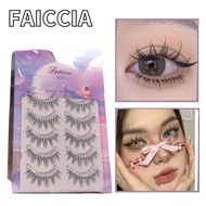 European and American Thai Wild Girl Group False Eyelashes, Thai Makeup Mixed Race,very Thin Transparent Stalks/5 Pairs, One-piece Comic Eyelashes Simulated Repeatable Cos