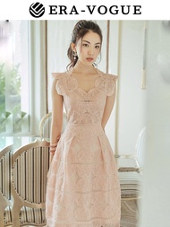 ZY·HT Vietnam Dress Lace Hollow Sleeveless Pink Sweet Princess Style Long Elegant Dinner Dress 9858 eravogue