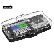 Car Audio Fuse Holder 4 Way Fuse Distribution Box for Automotive Systems 12V 0/4 Gauge with Ground