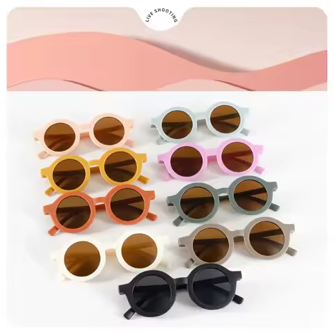 1/8pcs Children's Sunglasses Inset Style Round Frame 1-7 Year Old Baby Sun Glasses Sun Shading Sun P