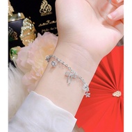 BST Lắc tay nữ THJ Hoa phay sáng đẹp mix charm bạc ta - THJ SILVER