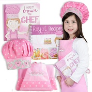 Tickle & Main I Hereby Crown You - Chef Princess Chef Gift Set, Kids Chef Hat and Apron for Girls Ag