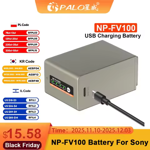 PALO NP FV100A NP-FV100 FV100 Batteries with Type-C USB Charging Input for Sony NP-FV30 NP-FV50 NP-F