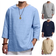* baju melayu * baju kemeja lelaki kurta lengan pendek lengan panjang V-tanah jajahan kapas baju lon