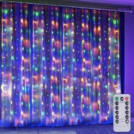 USB 3x1M/3x2M/3x3M LED Copper Wire Curtain String Lights Waterproof Outdoor Window Lights For Christ
