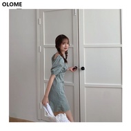 🇰🇷Summer france fashion style green dress 🟢