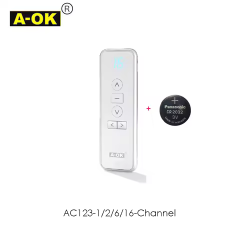 Original A-OK RF433 Remote Controller AC123-1/2/6/16 Channel for A-OK RF433 Curtain Motor and RF433 