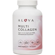 Alaya Naturals Hydrolyzed Multi Collagen Peptides Protein Capsules - Type I, II, III, V, X Grass-Fed