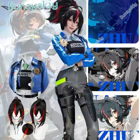 Zenless Zone Zero Anime Game Zhu Yuan Cosplay Costume Wig Zhuyuan Uniform Criminal Investigation Spe
