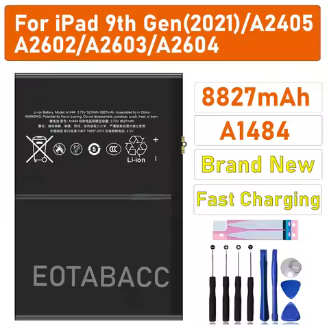 2026 Years high quality new Battery 8827mah For Apple iPad 9th Gen A1484 A2602 A2603 Tablet Parts