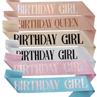 1pc Glitter Birthday Girl Queen Sash Women Girls Happy Sweet 13th 16th 18th 21st 30th 40th 50th 60th
