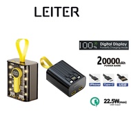 Leiter  22W Power Bank Fast Charging 20000mAh Powerbank With Built in Cable for iPhone Samsung Porta