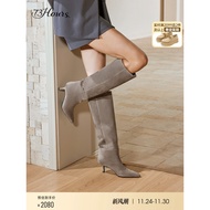 Celebrity Inspired 73Hours Mocha Melade Boots - High Heel Faux Fur Lined Winter Boot