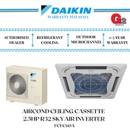 DAIKIN 2.5HP INVERTER CEILING CASSETTE AIRCOND (R32) FCFC60A/RZFC60A-3CKY-LF