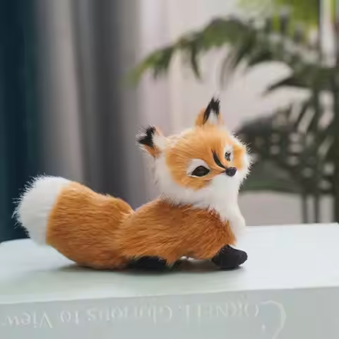 Soft Squatting Mini Simulation Fox Soft Colorful Simulation Animal Lifelike Cute Fox Gift