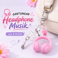 GANTUNGAN Cute 3D Music Headset Keychain Bag and Key Accessories 8-Colorpilihan