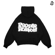 JICO - Unisex Oversized Boxy DOUBLE ZIP Hoodie Sweater with PEOPLE Light-Up Screen Printing POISON