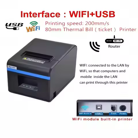 80 mm Thermal Receipt Printer XP-N160II HD Speed Printing Logo Text Graphic QR Codes Order Notificat