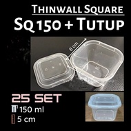 Thinwal DM 150ml SQUARE Mini SQ 150 + Lid Contents 25 Pcs Good/