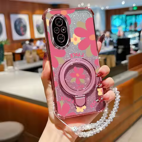 Crystal Strap Lanyard Glitter Luck Flower Phone Holder Case On For Huawei Honor 9X Pro 60 70 80 90 1